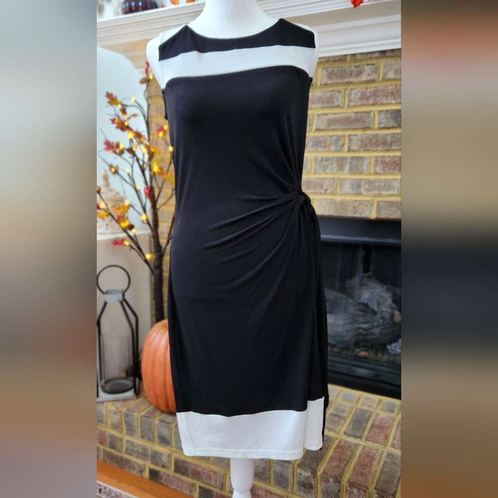New York & Company Black and White Midi Dress